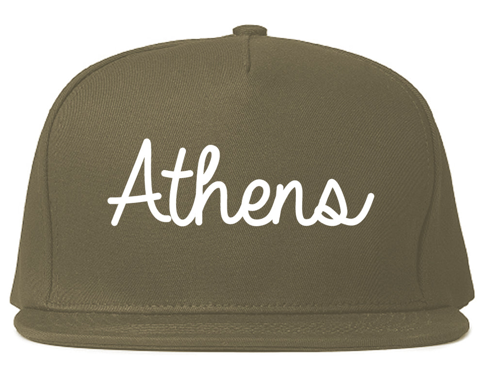 Athens Ohio OH Script Mens Snapback Hat Grey