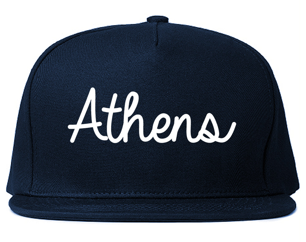 Athens Ohio OH Script Mens Snapback Hat Navy Blue