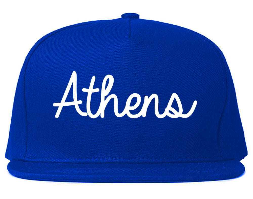 Athens Ohio OH Script Mens Snapback Hat Royal Blue