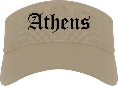 Athens Ohio OH Old English Mens Visor Cap Hat Khaki