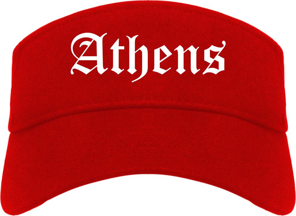 Athens Ohio OH Old English Mens Visor Cap Hat Red