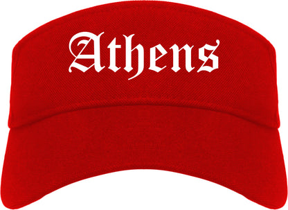 Athens Ohio OH Old English Mens Visor Cap Hat Red