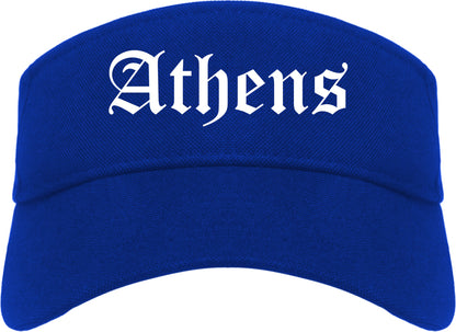 Athens Ohio OH Old English Mens Visor Cap Hat Royal Blue