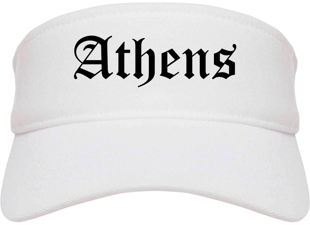 Athens Ohio OH Old English Mens Visor Cap Hat White