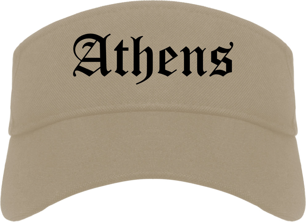 Athens Tennessee TN Old English Mens Visor Cap Hat Khaki