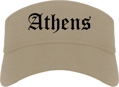 Athens Tennessee TN Old English Mens Visor Cap Hat Khaki