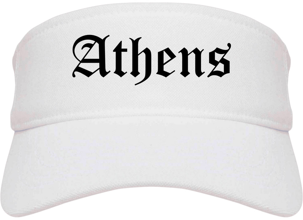 Athens Tennessee TN Old English Mens Visor Cap Hat White