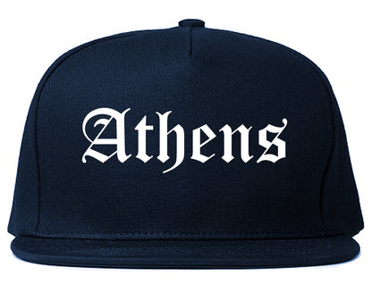 Athens Texas TX Old English Mens Snapback Hat Navy Blue