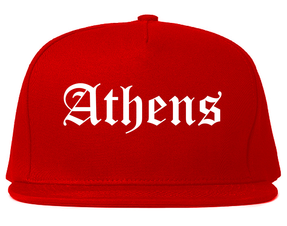 Athens Texas TX Old English Mens Snapback Hat Red