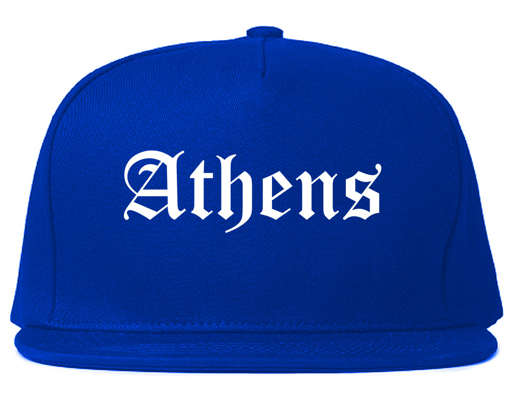 Athens Texas TX Old English Mens Snapback Hat Royal Blue