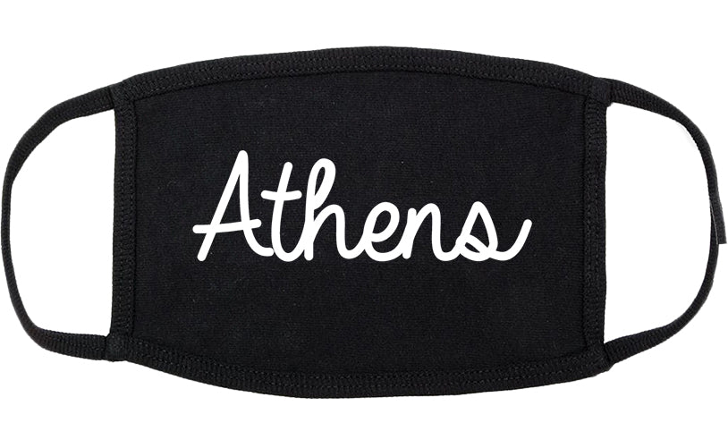 Athens Texas TX Script Cotton Face Mask Black