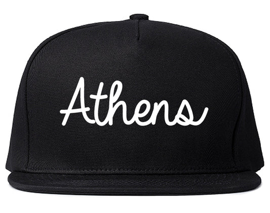 Athens Texas TX Script Mens Snapback Hat Black