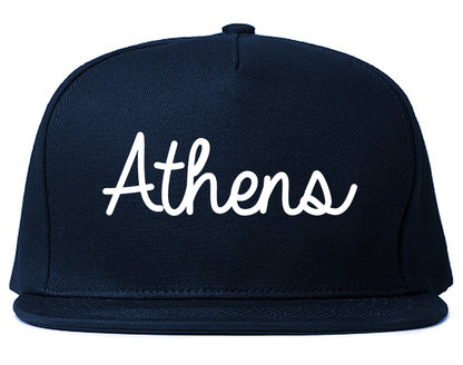 Athens Texas TX Script Mens Snapback Hat Navy Blue