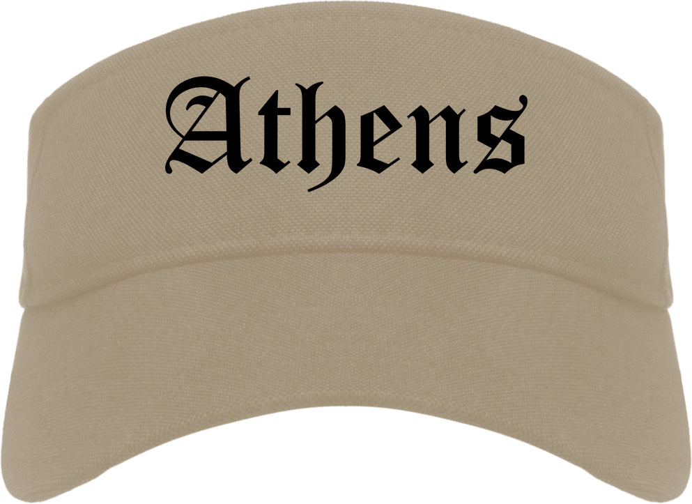 Athens Texas TX Old English Mens Visor Cap Hat Khaki