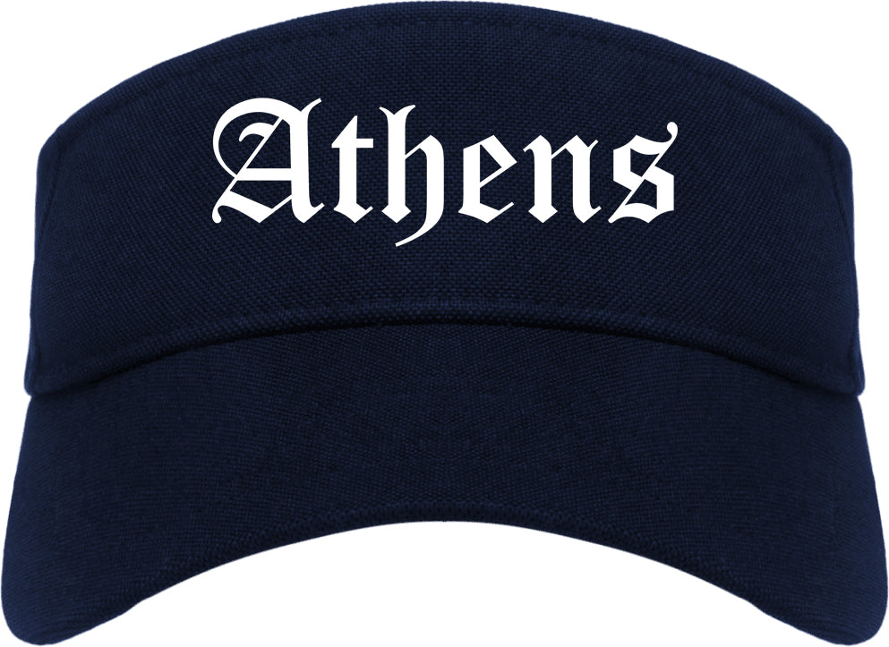 Athens Texas TX Old English Mens Visor Cap Hat Navy Blue