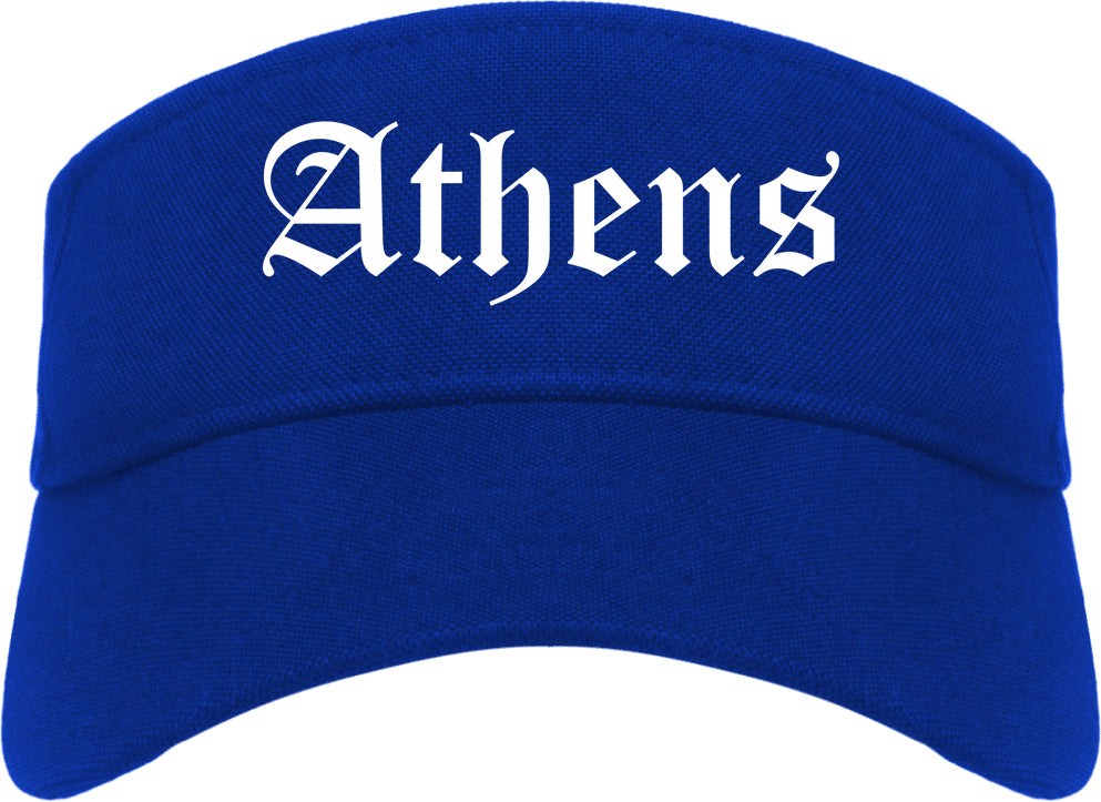 Athens Texas TX Old English Mens Visor Cap Hat Royal Blue