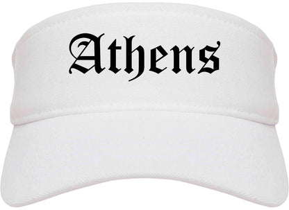Athens Texas TX Old English Mens Visor Cap Hat White