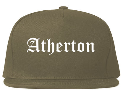 Atherton California CA Old English Mens Snapback Hat Grey