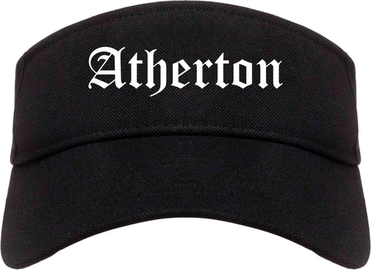 Atherton California CA Old English Mens Visor Cap Hat Black