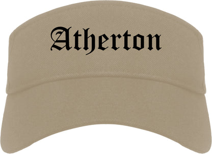 Atherton California CA Old English Mens Visor Cap Hat Khaki