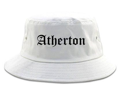 Atherton California CA Old English Mens Bucket Hat White