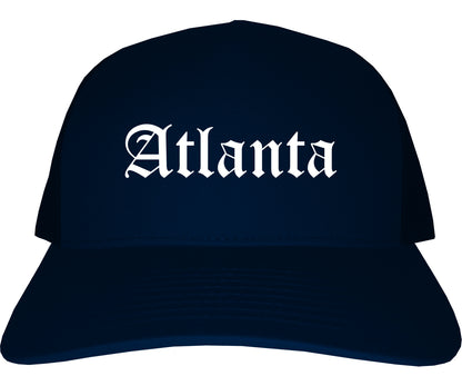 Atlanta Georgia GA Old English Mens Trucker Hat Cap Navy Blue
