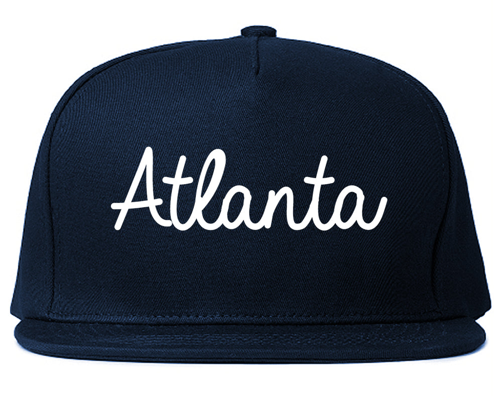 Atlanta Georgia GA Script Mens Snapback Hat Navy Blue