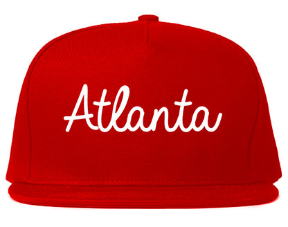 Atlanta Georgia GA Script Mens Snapback Hat Red