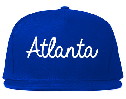 Atlanta Georgia GA Script Mens Snapback Hat Royal Blue
