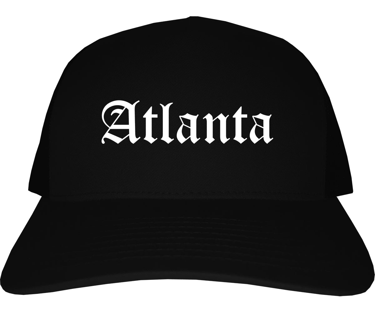 Atlanta Texas TX Old English Mens Trucker Hat Cap Black