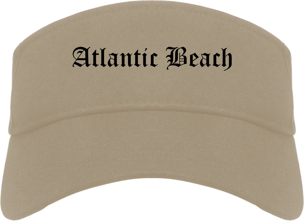 Atlantic Beach Florida FL Old English Mens Visor Cap Hat Khaki