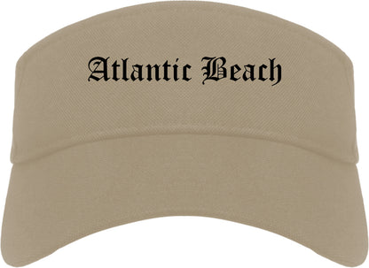 Atlantic Beach Florida FL Old English Mens Visor Cap Hat Khaki