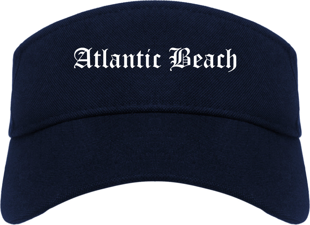 Atlantic Beach Florida FL Old English Mens Visor Cap Hat Navy Blue
