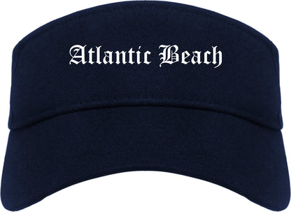 Atlantic Beach Florida FL Old English Mens Visor Cap Hat Navy Blue