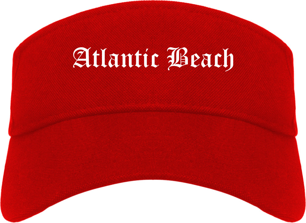 Atlantic Beach Florida FL Old English Mens Visor Cap Hat Red