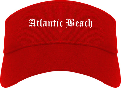 Atlantic Beach Florida FL Old English Mens Visor Cap Hat Red