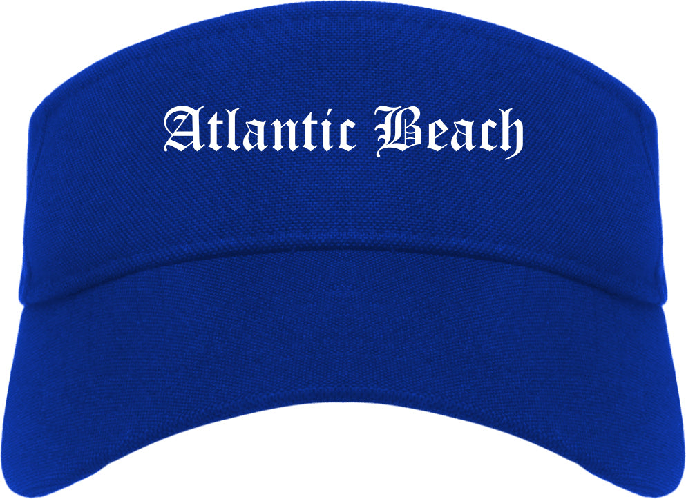 Atlantic Beach Florida FL Old English Mens Visor Cap Hat Royal Blue