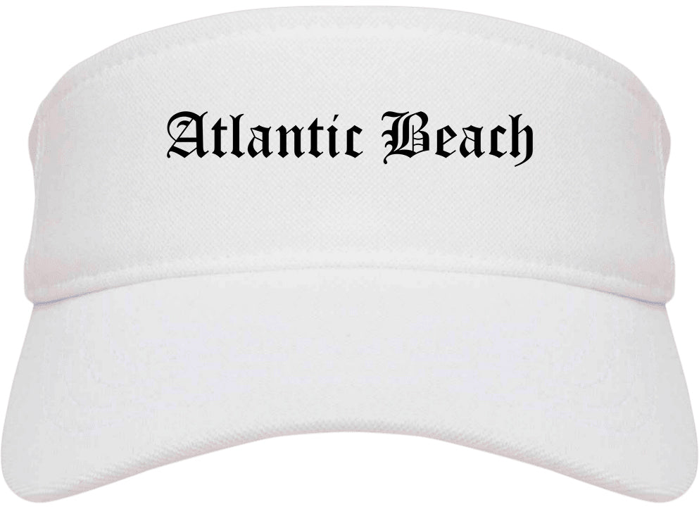 Atlantic Beach Florida FL Old English Mens Visor Cap Hat White