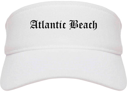 Atlantic Beach Florida FL Old English Mens Visor Cap Hat White
