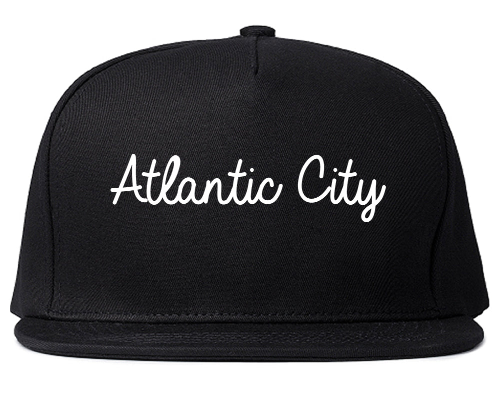 Atlantic City New Jersey NJ Script Mens Snapback Hat Black
