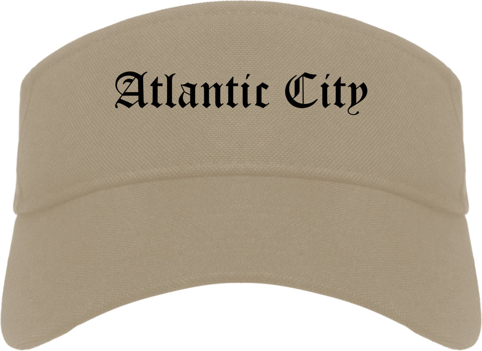 Atlantic City New Jersey NJ Old English Mens Visor Cap Hat Khaki