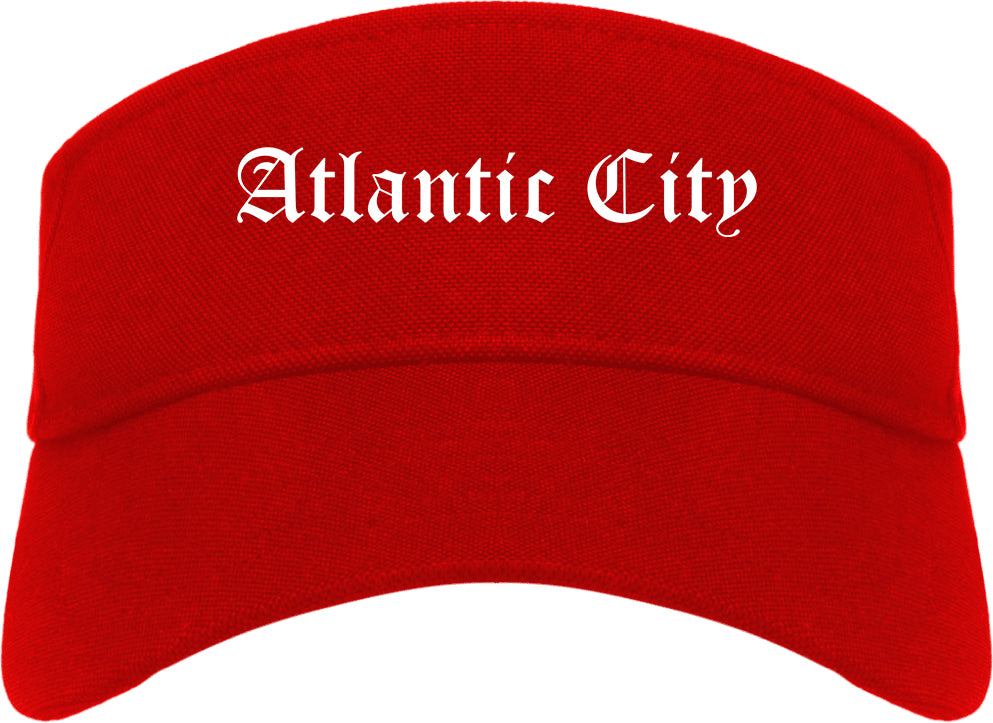 Atlantic City New Jersey NJ Old English Mens Visor Cap Hat Red