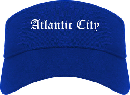 Atlantic City New Jersey NJ Old English Mens Visor Cap Hat Royal Blue