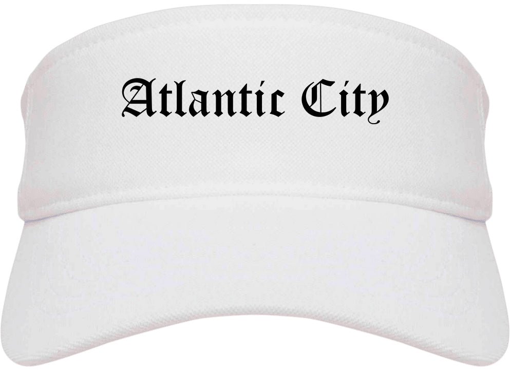 Atlantic City New Jersey NJ Old English Mens Visor Cap Hat White