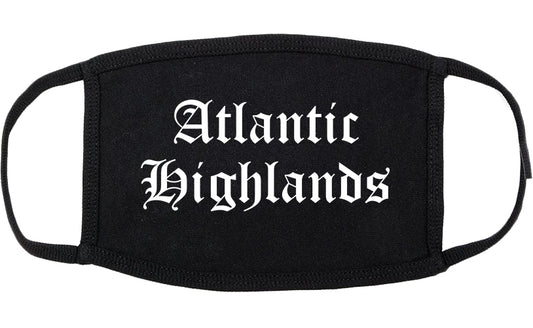 Atlantic Highlands New Jersey NJ Old English Cotton Face Mask Black