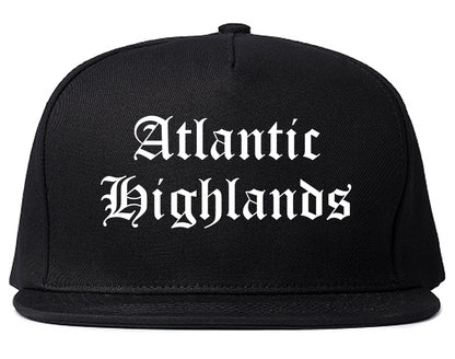 Atlantic Highlands New Jersey NJ Old English Mens Snapback Hat Black