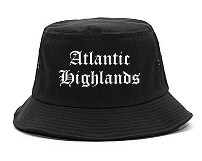 Atlantic Highlands New Jersey NJ Old English Mens Bucket Hat Black