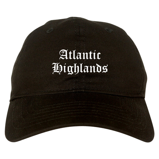 Atlantic Highlands New Jersey NJ Old English Mens Dad Hat Baseball Cap Black