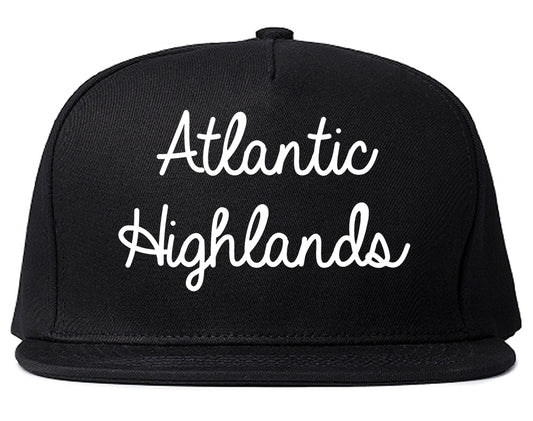 Atlantic Highlands New Jersey NJ Script Mens Snapback Hat Black