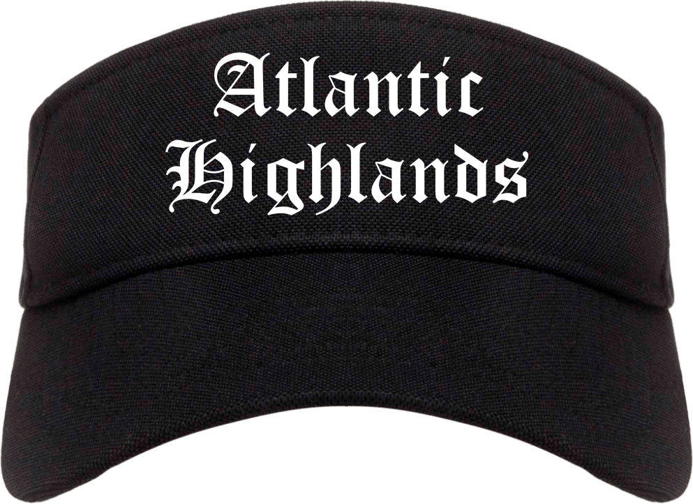 Atlantic Highlands New Jersey NJ Old English Mens Visor Cap Hat Black